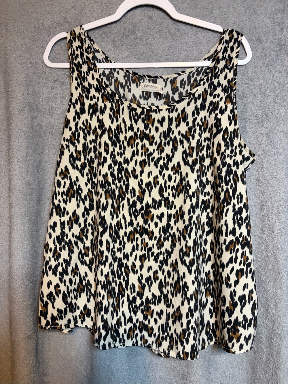 Faded Glory Leopard Print Tank Top - Cream/Black/Brown